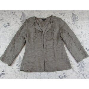Eileen Fisher Ripple Bindu Jacket Women’s Natural Gray 100% Silk Lined minimal S